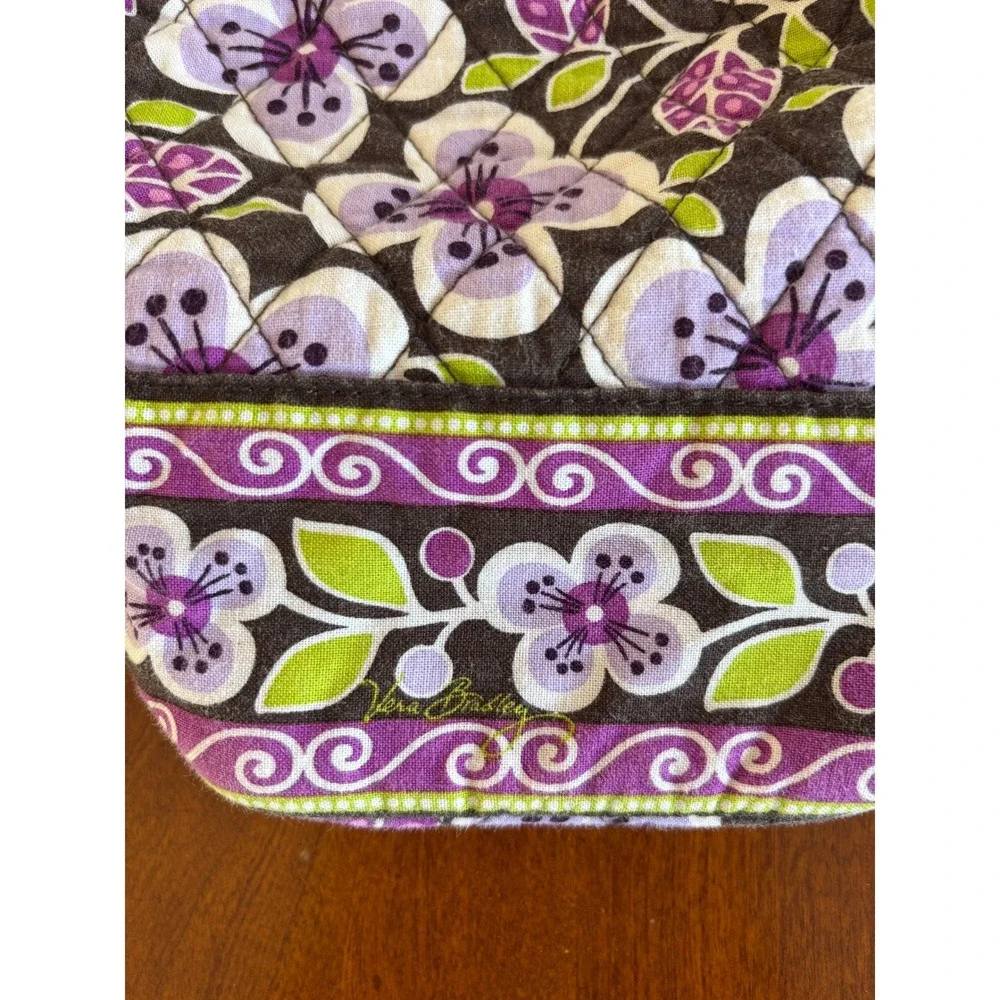 Vera Bradley Quilted Wine Bottle Gift Bag Purple Floral Drawstring Carrier